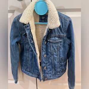 GAP Blue Denim Jacket with Cream Sherpa Lining